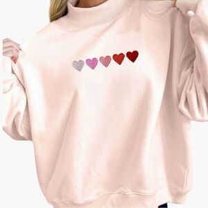 4006. Women's Pink Heart Embroidered Sweatshirt